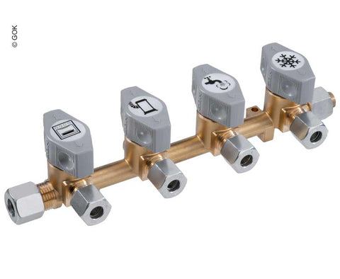 4-fach-Schnellschluss-Absperrventil für 10mm Eingang & 8mm Abgängen