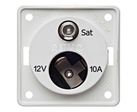 Prise SAT avec prise 12V, blanc polaire, en vrac