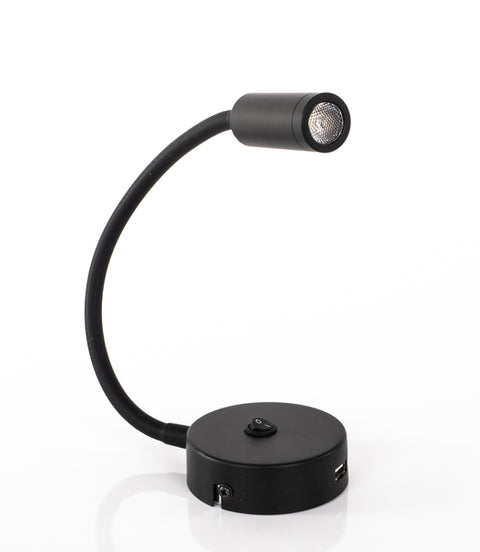 Lampe col de cygne à LED avec USB et interrupteur marche/arrêt