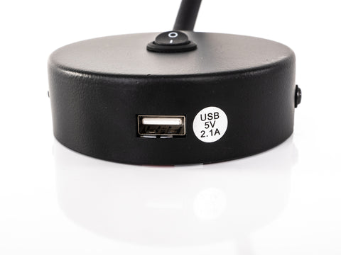 Lampe col de cygne à LED avec USB et interrupteur marche/arrêt