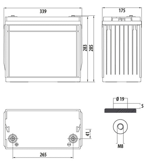 Batterie de ligne électrique AGM à décharge profonde 134 Ah