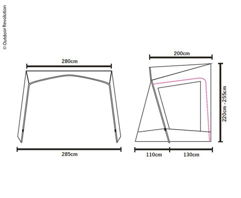 Toit ouvrant TECH-LINE Canopy Midline 280x240, hauteur 220-255 cm