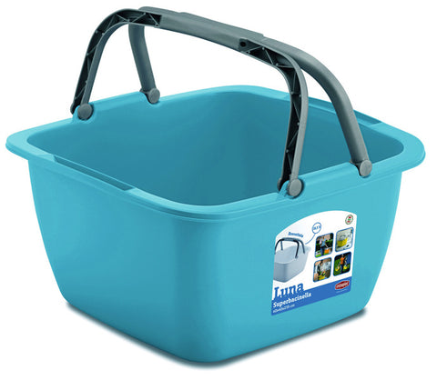 Seau 18,5 litres, 40x40x23cm. Couleurs triées : blanc, turquoise, vert citron