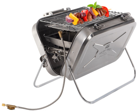 barbecue à gaz valise en acier inoxydable