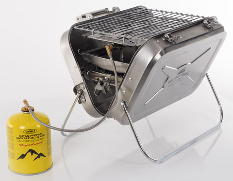 barbecue à gaz valise en acier inoxydable