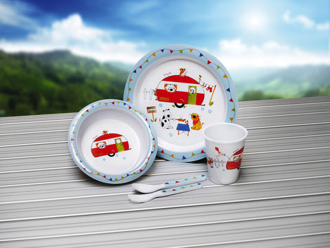 Ensemble de vaisselle pour enfants en mélamine Camp4 - Motif caravane