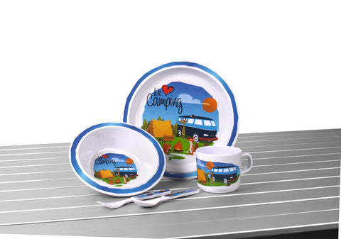 Set di stoviglie per bambini in melamina Camp4 "WE LOVE CAMPING"