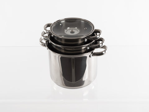 Ensemble de casseroles en acier inoxydable avec couvercle en verre Camp4 - 6 pièces