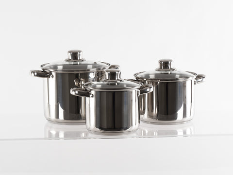 Ensemble de casseroles en acier inoxydable avec couvercle en verre Camp4 - 6 pièces