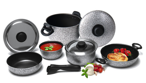 Ensemble de casseroles de camping en aluminium Rocky - 9 pièces