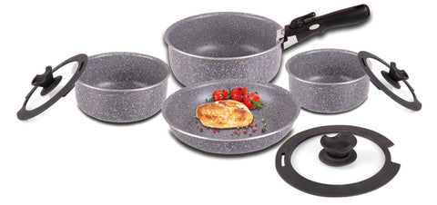Ensemble de casseroles en aluminium Camp4 avec poignée amovible - 8 pièces