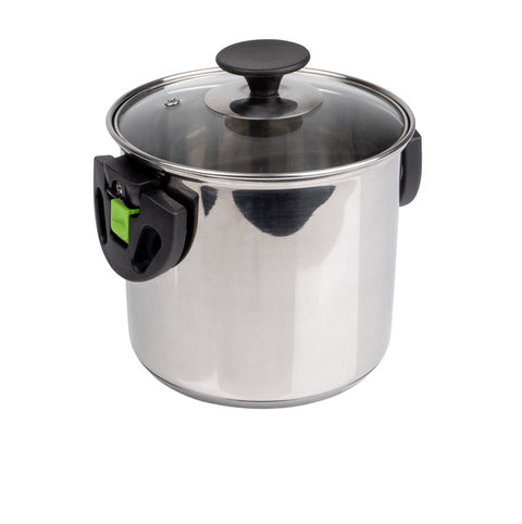 Ensemble de casseroles en acier inoxydable Camp4 6 pièces - Avec poignées pliables et couvercle en verre