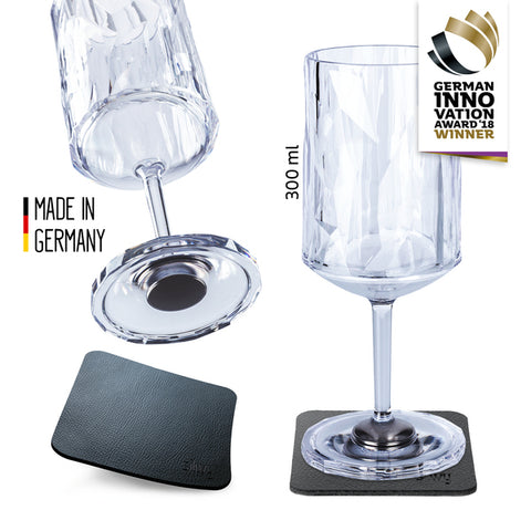 Bicchieri da vino magnetici in plastica da 0,3 l con cuscinetti - set da 2