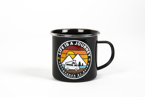 tasse en émail LA VIE EST UN VOYAGE