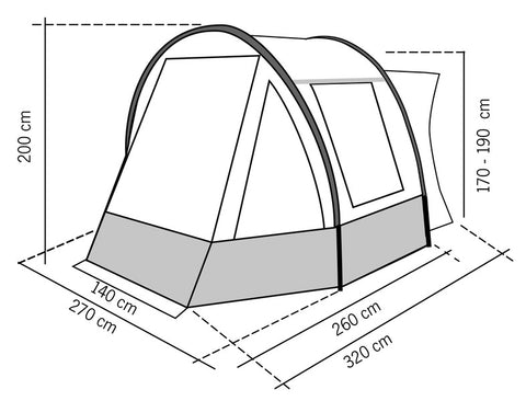 Tour Compact 2 - Tenda a tunnel per mini camper e furgoni