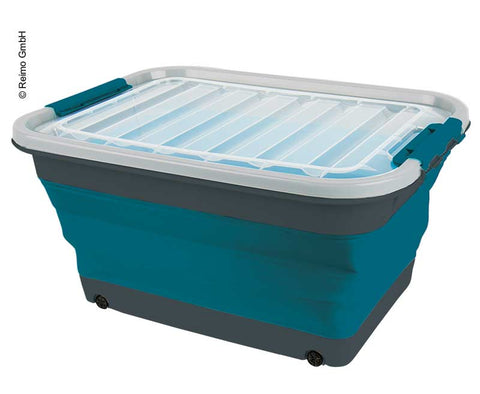 Coffre de rangement 45l pliable avec couvercle et roulettes, 61 x 45 x 10 / 30,4cm