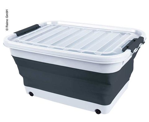 Coffre de rangement 65l pliable avec couvercle et roulettes, 72 x 53 x 10/31cm