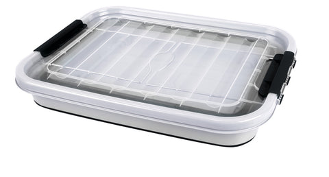 Coffre de rangement 65l pliable avec couvercle et roulettes, 72 x 53 x 10/31cm