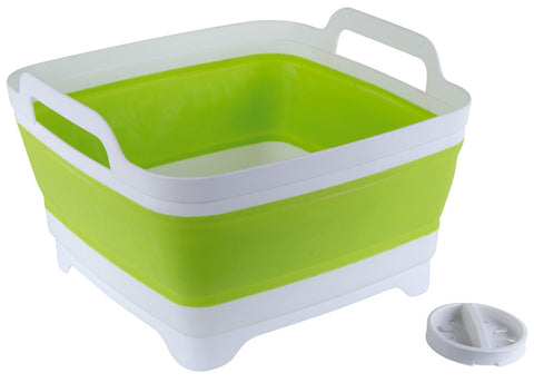 Bassine à vaisselle Camp4 avec évacuation au sol 31,5 x 30 x 7/20 cm - Blanc/citron vert