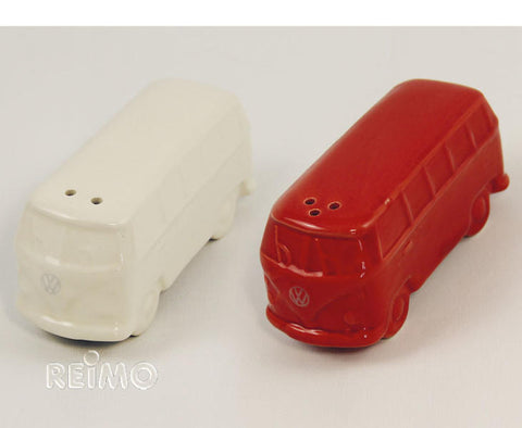 Salière et poivrière de la collection VW rouge et blanche