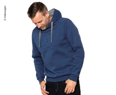 Sweat à capuche VW Bulli, taille M, bleu foncé, 65% coton/35% polyester