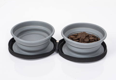 Gamelle pour chien LUCY avec 2 gamelles pliables en silicone