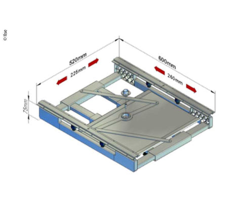 Telaio estraibile con spostamento grigio ghisa