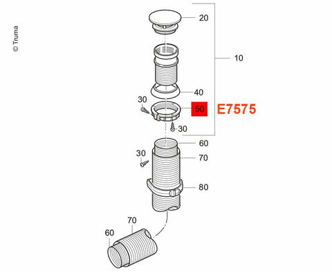 Camino con tetto ad anello avvitato