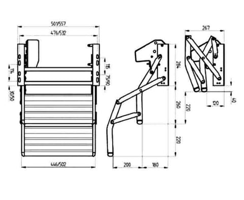 Gradino doppio in alluminio Omnistep - Gradino d'ingresso motorizzato 12 V