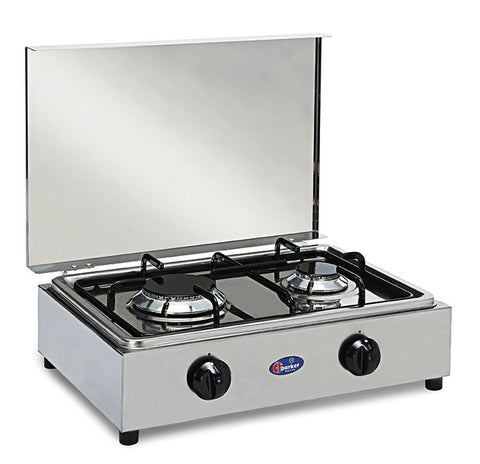 Cuisinière à gaz 2 feux avec dispositif de sécurité d'allumage et support de cuisinière amovible – Parker