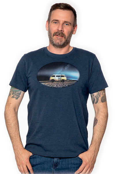 T-shirt homme VW, bleu chiné, 100% coton