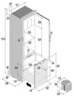 Frigorifero a compressore Vitrifrigo SLIM 150 - Grigio