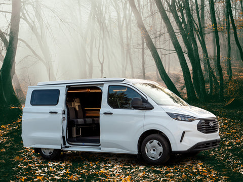 Schlafdach Ford Custom V710 L1 - Vorne hoch - Standard-Zeltbalg - Formhimmel - Weiß