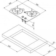 Piano cottura a gas Can PV1351, 30mbar, a 2 fuochi