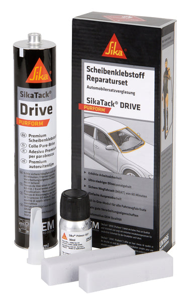 SikaTack Drive Purform - Kit di riparazione C225 - 300 ml / Sika Tack - Kit adesivo a rapida essiccazione per vetro