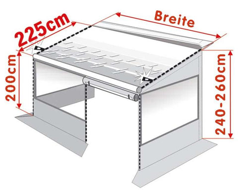 Caravanstore ZIP-Markise i.Futteral m.Vorzelt, Br.280cm, Auszug 225cm, BlueOcean