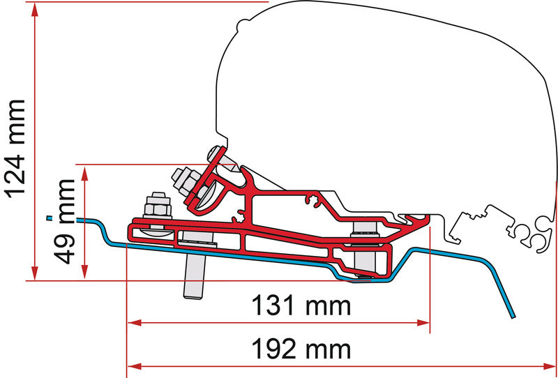 Fiamma Adapter Ford Transit H3 / L3 ab 2014 - 320 cm - UK-Version