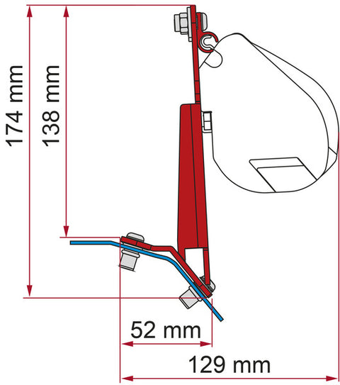 Adaptateur Fiamma pour F45, F43van et F35PRO - Pour Ford Custom - Conduite à gauche