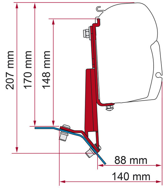 Fiamma Adapter für F45, F43van und F35PRO - Für Ford Custom - Linkslenker