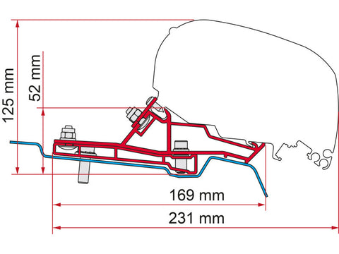 Fiamma Adapter F65 / F80 für Ford Transit Van H2 L2 - 290 cm - Rechtslenker
