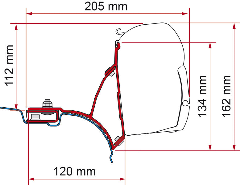 Fiamma Adapter F45 für VW T5/T6 Transporter Multivan - Schwarz - Linkslenker