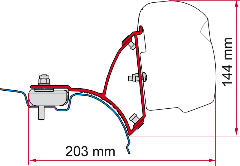 Markisen-Adapter F43van für VW T5 / T6 kurzer Radstand - Rechtslenker