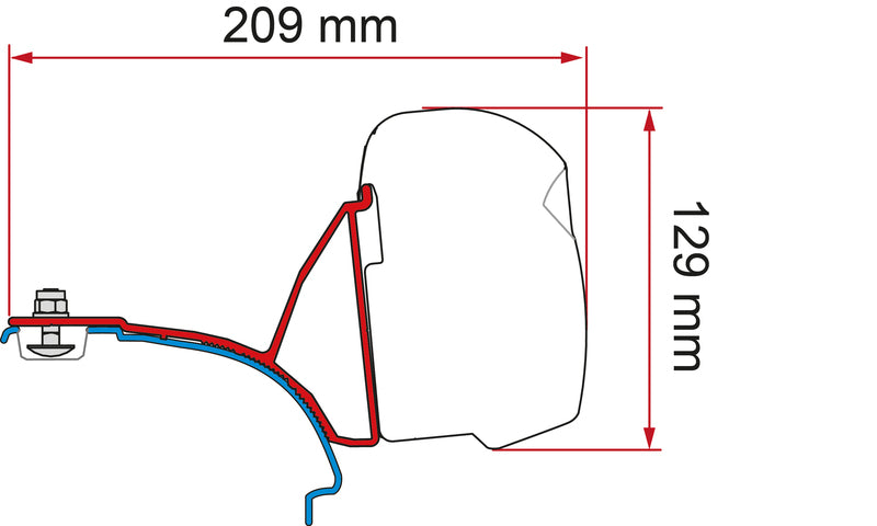 Markisen-Adapter F43van für VW T5 / T6 / T6.1 Multivan mit C-Schiene - Rechtslenker