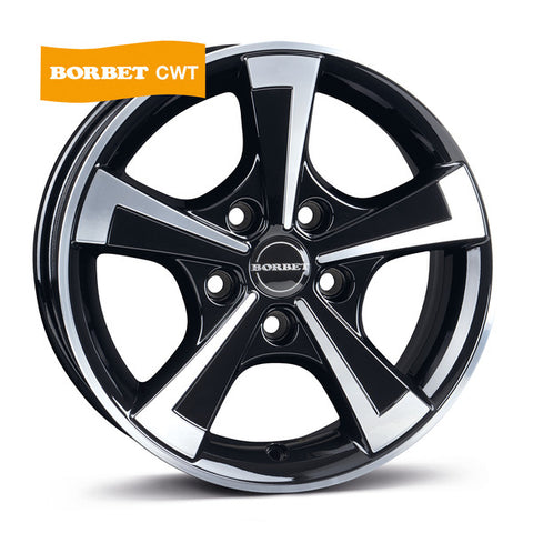 15” Alufelge CWT black polished glossy für Caravans oder Anhänger - 4er Set