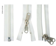 YKK Zeltreissverschluss 210 cm – teilbar, Weiss, mit Doppelgriffschieber