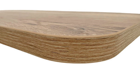 Piano del tavolo leggero - parte superiore effetto rovere - parte inferiore bianco opaco - bordi effetto rovere - piccolo