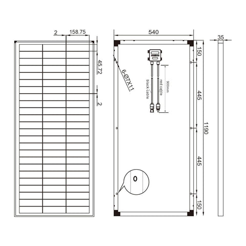 Modulo solare 100W 36V monocristallino / pannello solare ad alte prestazioni ideale per case da giardino a 12V o 24V, case mobili, roulotte, barche