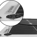 100W 18V flexibles Solarpanel (Solarmodul) – Detailaufnahme mit Münzgrößenvergleich