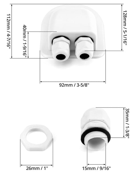 Penetrazione del tetto IP68 impermeabile ABS doppio ingresso cavo solare per sistemi solari / satellitari / aria condizionata / camper / roulotte / barca