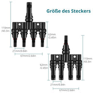 Connecteur de dérivation solaire MC4 quadruple – 1 kit pour le branchement en parallèle de 4 panneaux solaires